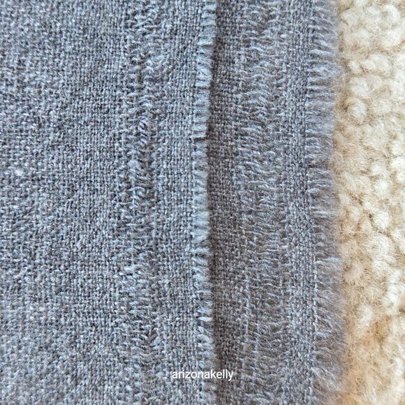 NWOT Woven Cashmere Scarf with Open Weave Detail at Ends Dark Grey Graphite - Picture 3 of 10